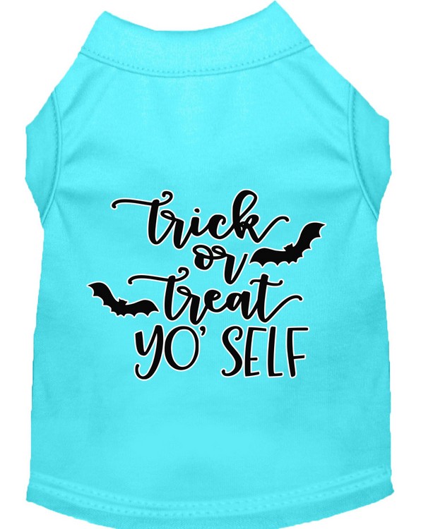 Trick or Treat Yo' Self Screen Print Dog Shirt Aqua Med